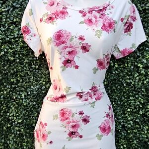 Floral Pink and White Dress